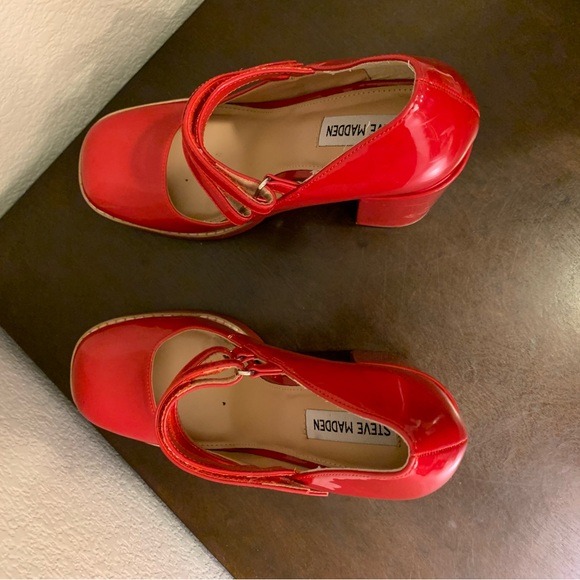 The Steve Madden Sabrina Red Patent Leather Mary Jane Shoes Women’s Size 9.5 M - Picture 6 of 8